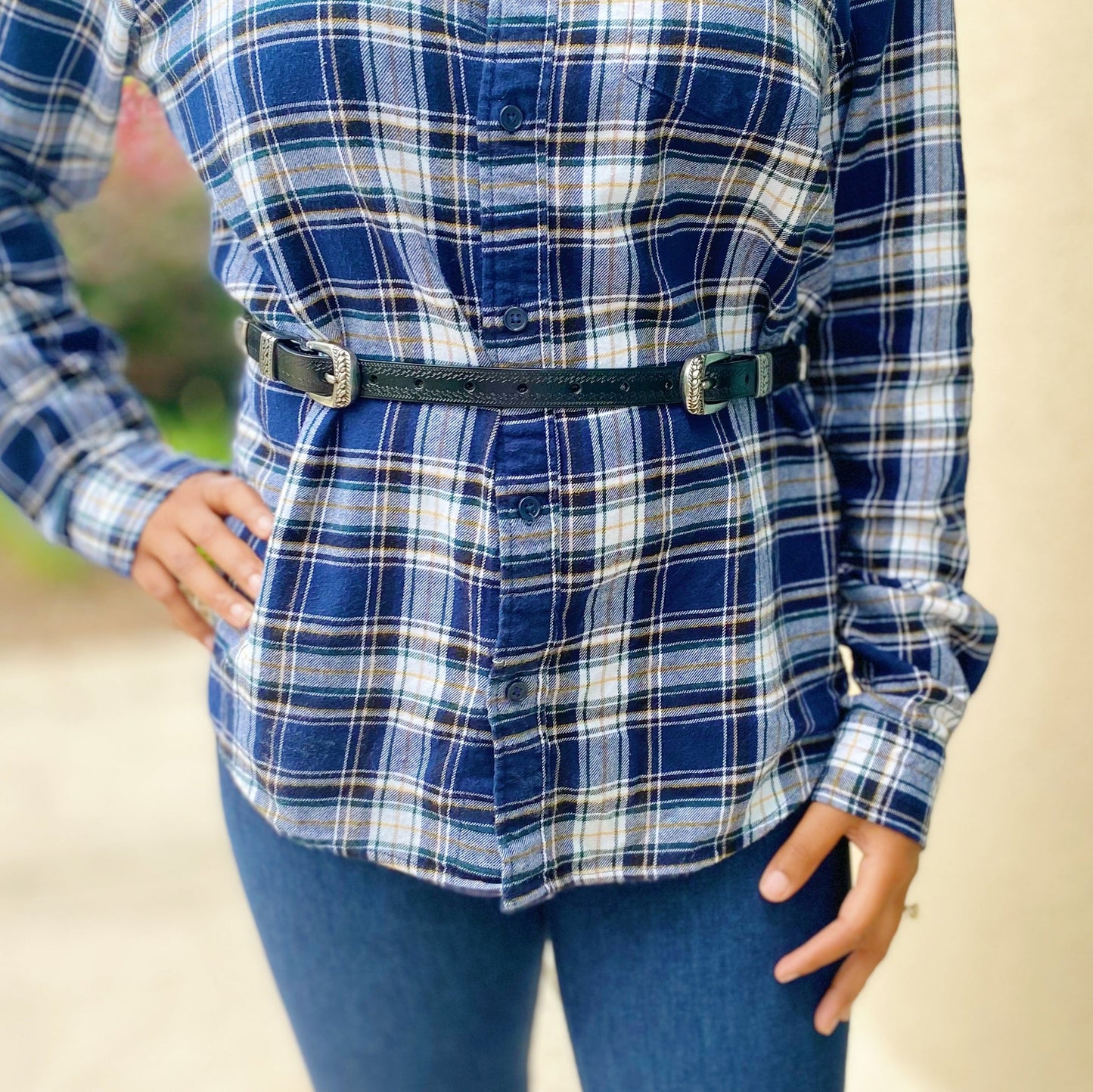 Genuine Leather Double-Buckle Belt