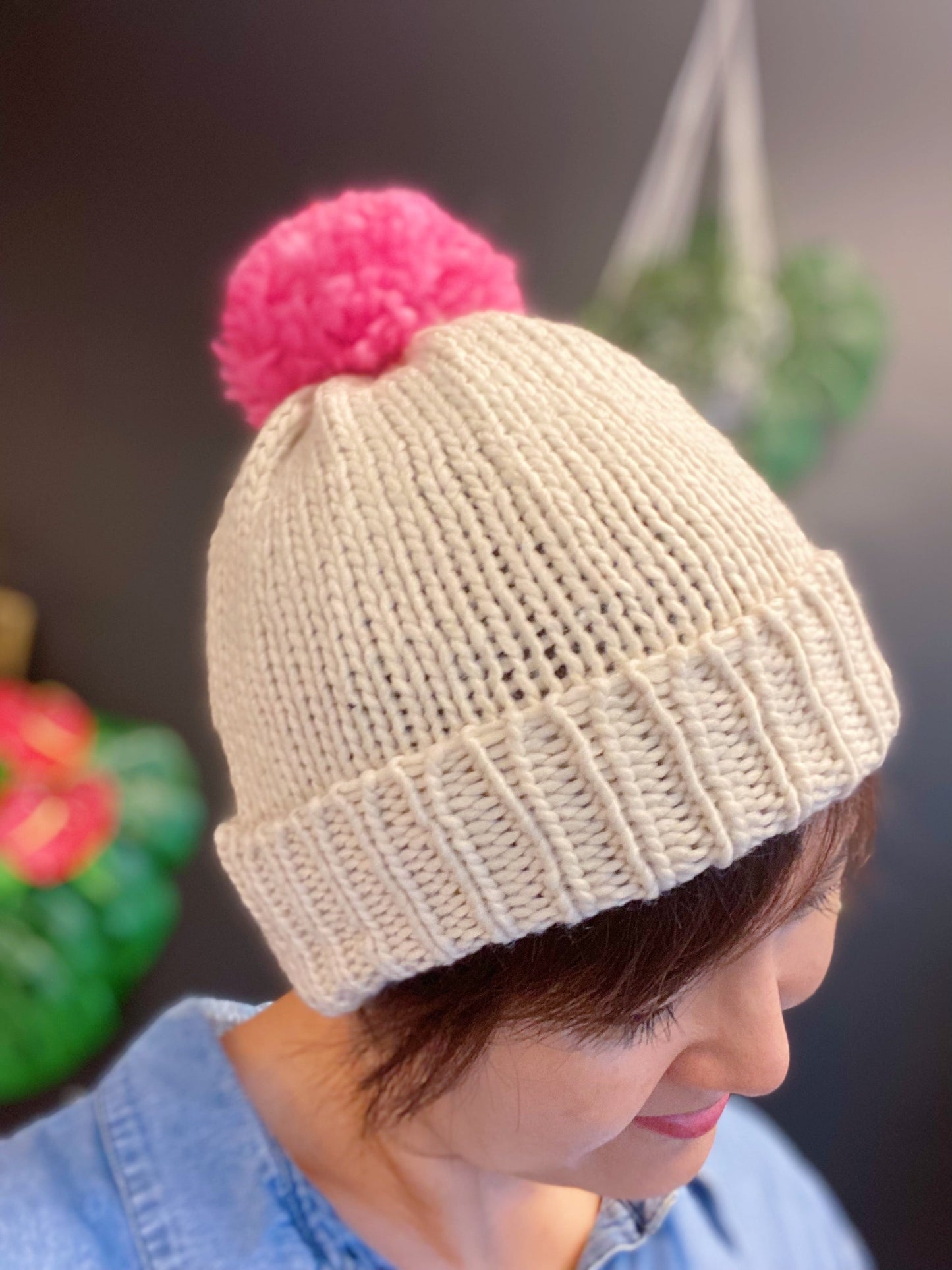 Vintage Charm Color Pom Beanie