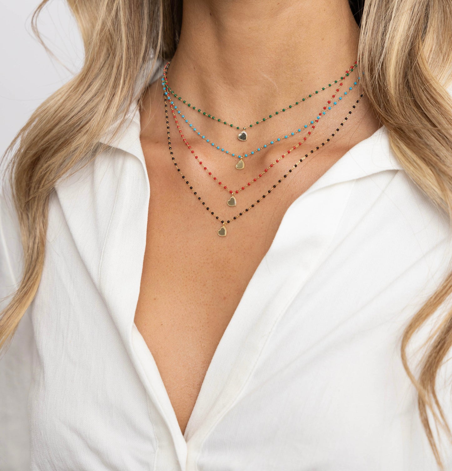 Elsa Mini Heart Necklace Green