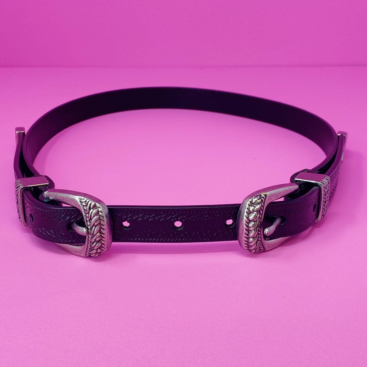 Genuine Leather Double-Buckle Belt