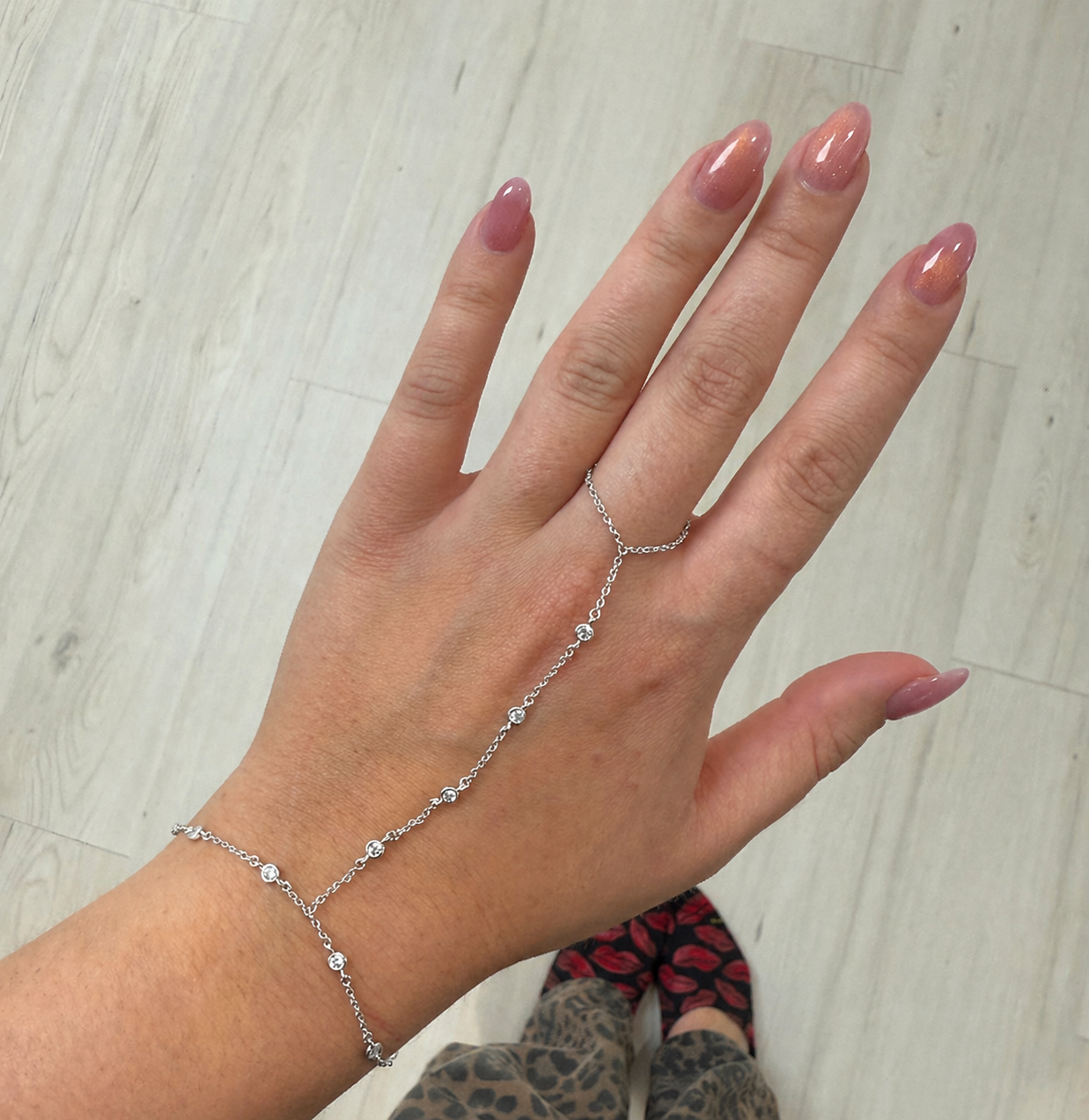 Floating Diamond Hand Chain Bracelet