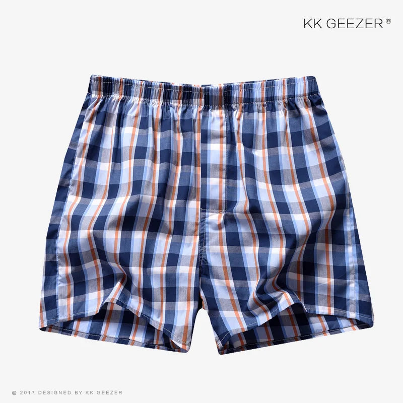 KK GEEZER 100% Cotton Plaid Boxer Shorts