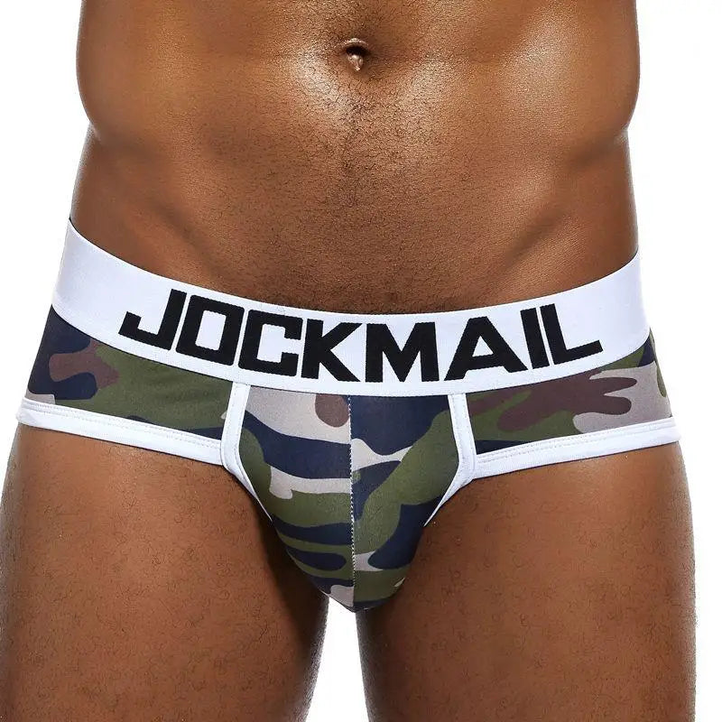 JOCKMAIL Low Waist Camouflage Print Boxer Briefs