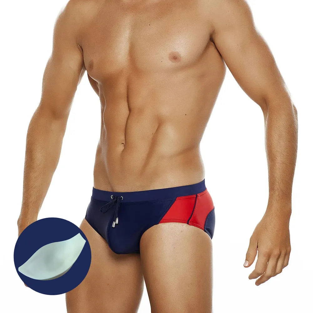 UXH Men's Swimming Briefs with Push-Up Enlargement Pad Swimwear