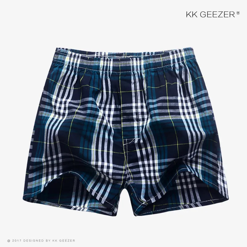 KK GEEZER 100% Cotton Plaid Boxer Shorts