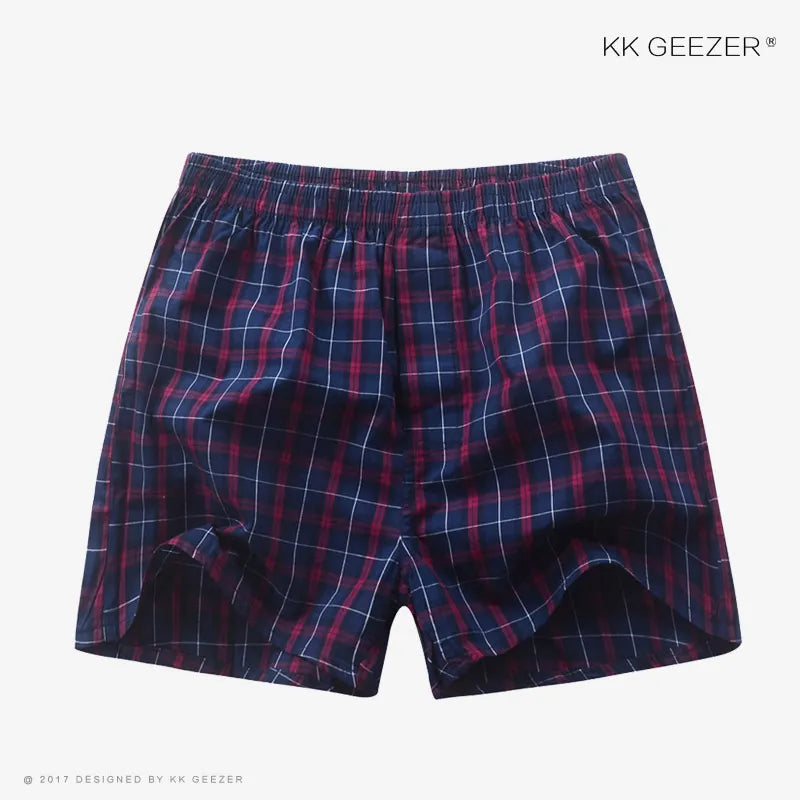 KK GEEZER 100% Cotton Plaid Boxer Shorts