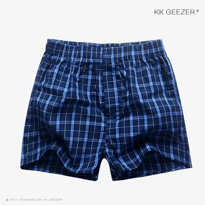 KK GEEZER 100% Cotton Plaid Boxer Shorts