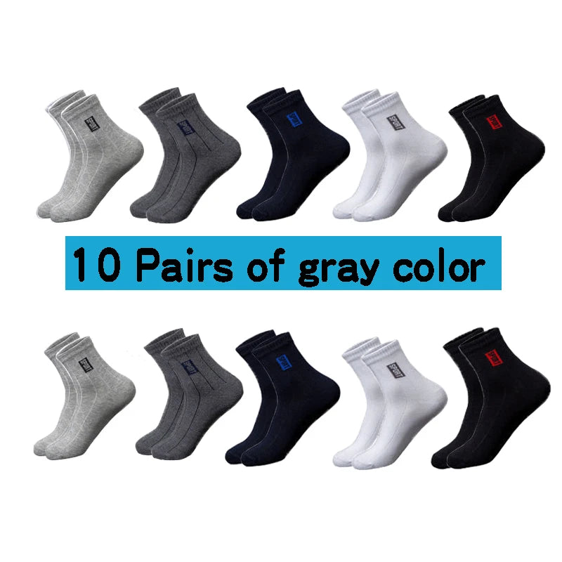 Men's Cotton Breathable Sweat-Absorbent Socks (10 pairs)