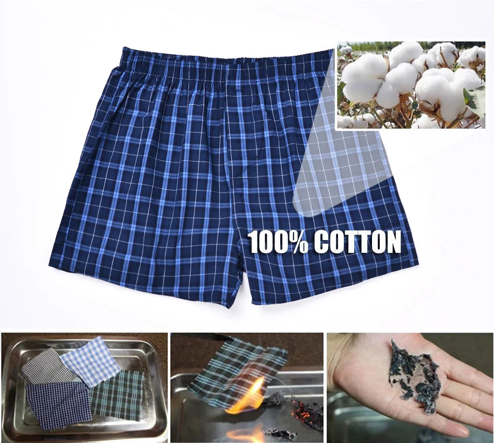 KK GEEZER 100% Cotton Plaid Boxer Shorts