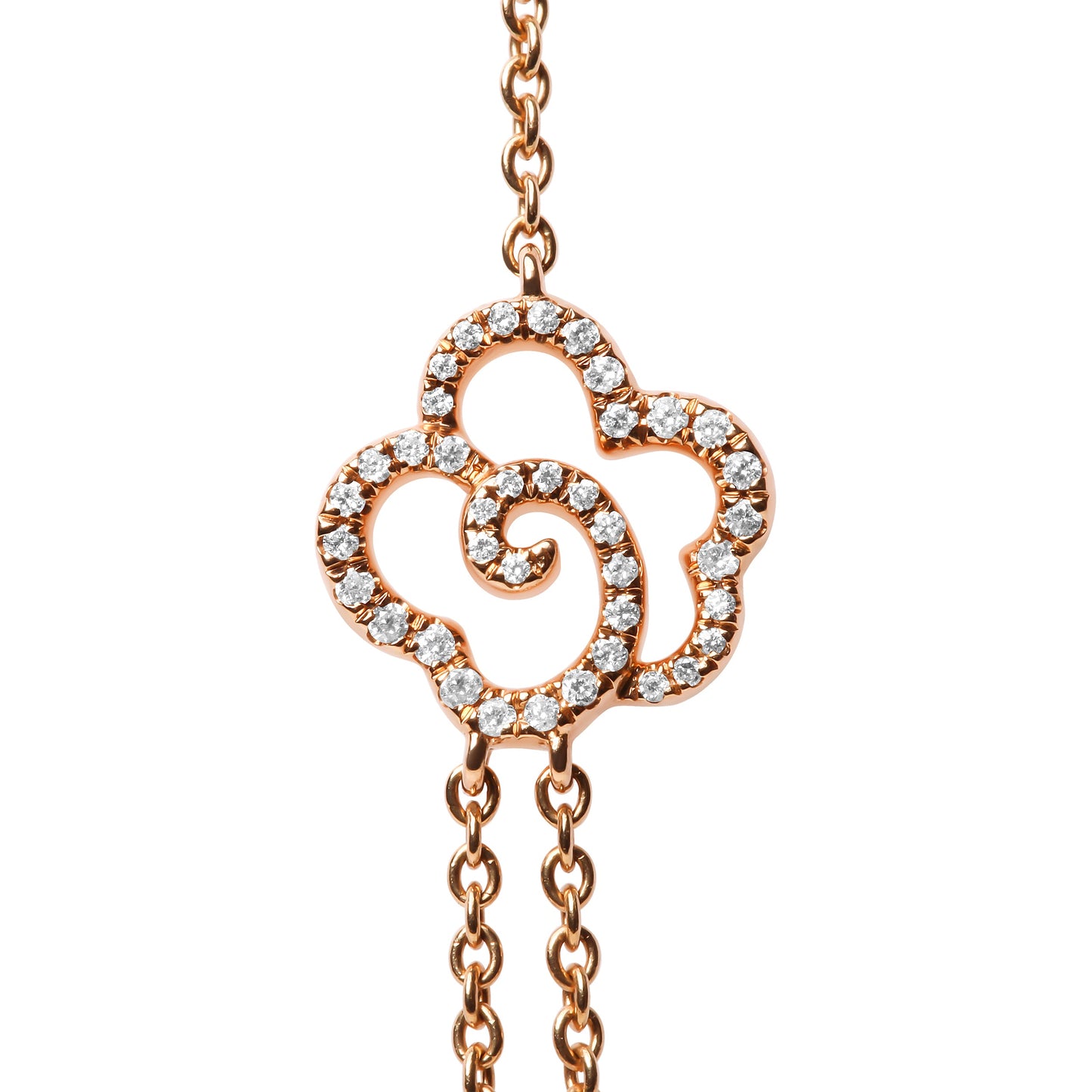 18K Rose Gold 1/2 Cttw Diamond and Freshwater Pearl Double Strand Station Necklace (G-H Color, SI1-SI2 Clarity) - Adjustable up to 16" to 20"