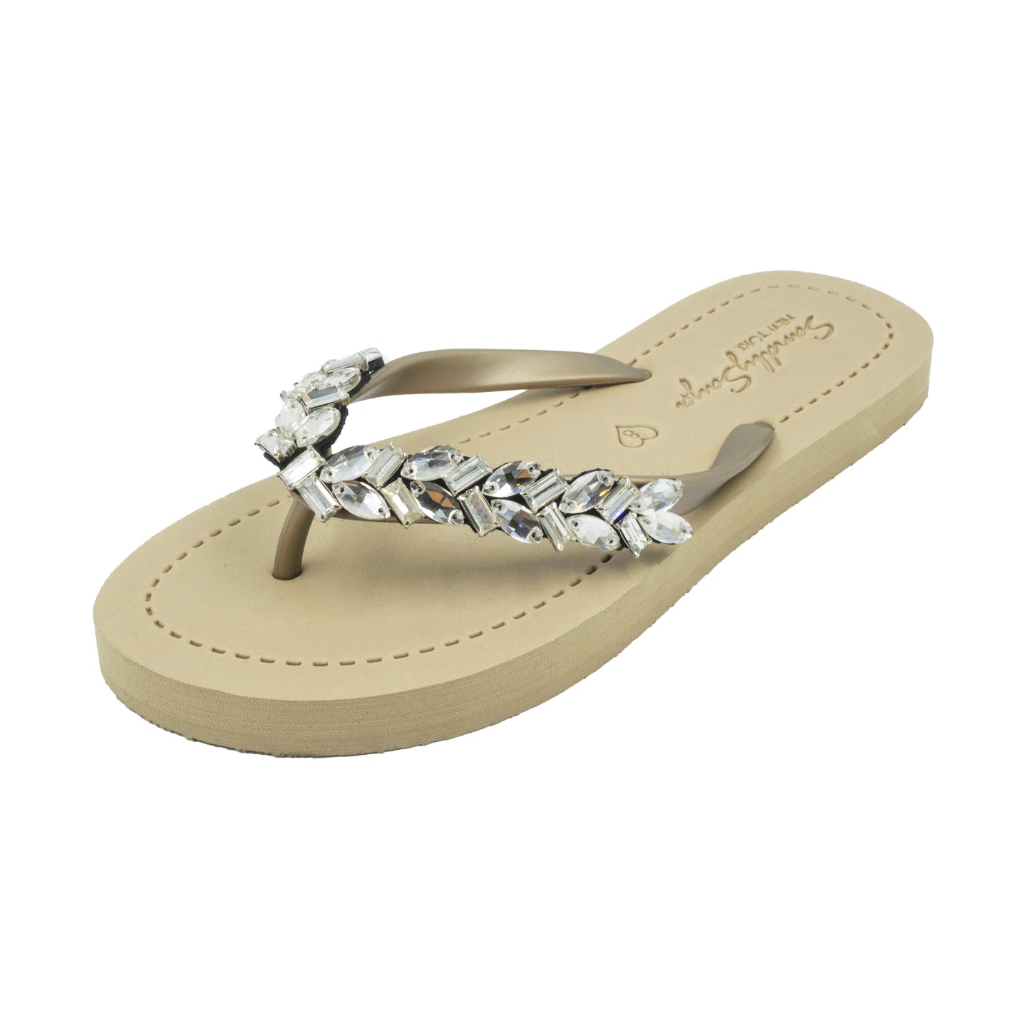 Greenwich - Rhinestone Flat Flip Flops Sandals