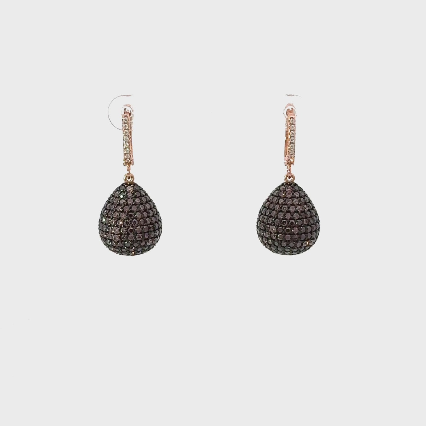 Valerie Pear Drop Gemstone Earring Rosegold Chocolate Cz
