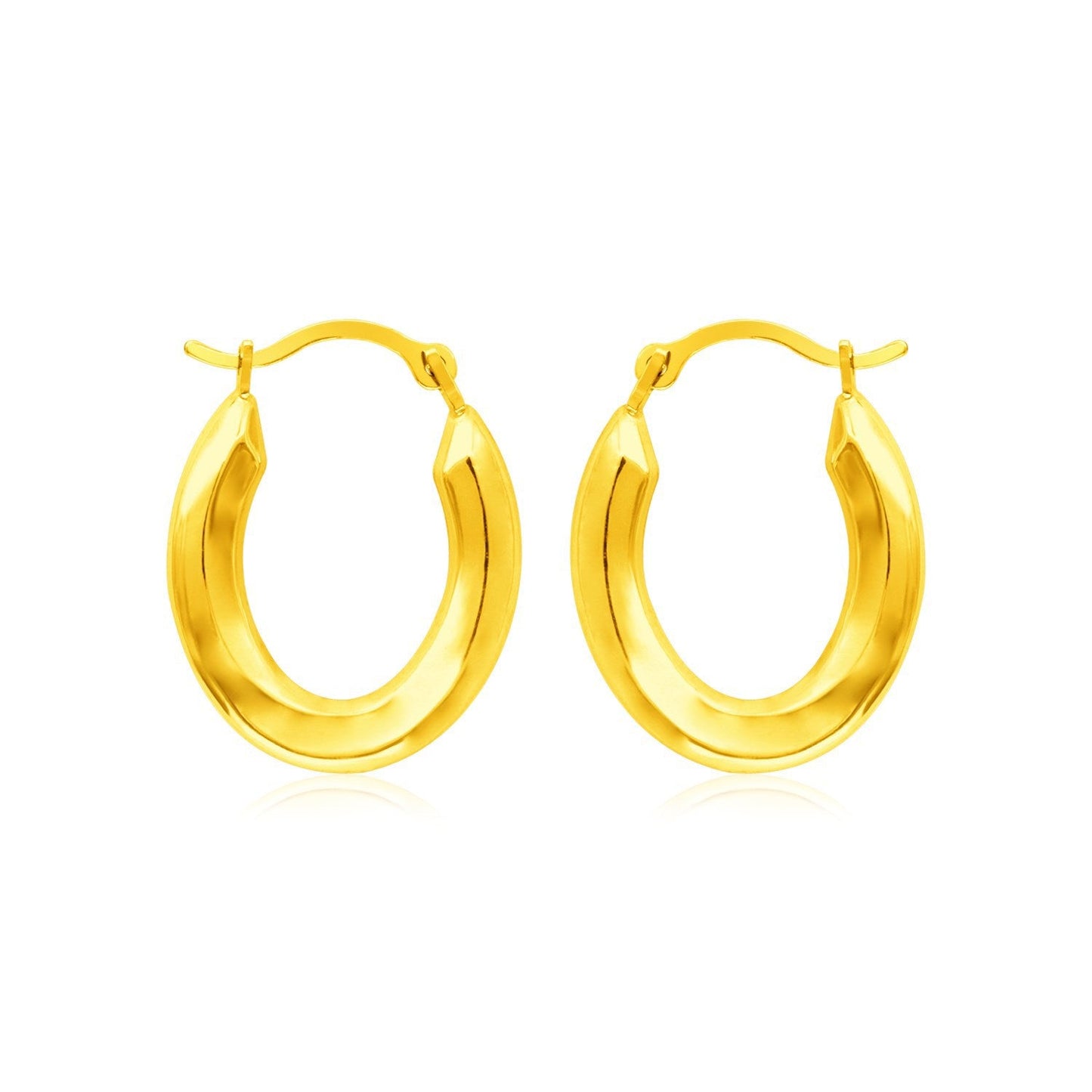 14k Yellow Gold Polished Oval Hoop Earrings
