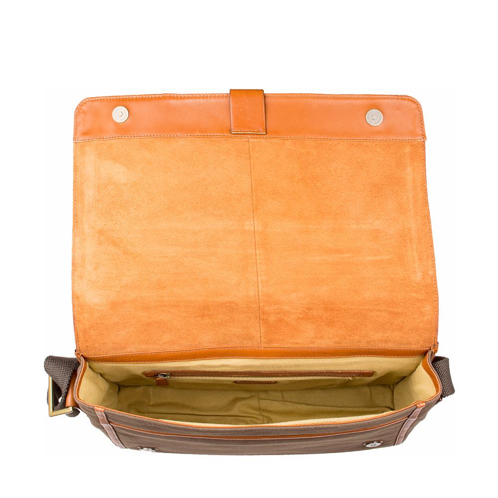 Bolso bandolera de lona y cuero para portátil Aiden