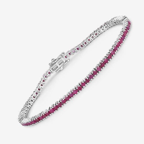 4.44 Carat Genuine Ruby .925 Sterling Silver Bracelet