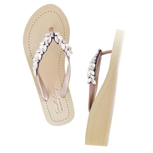 Greenwich - Rhinestone Mid Wedge Flip Flops