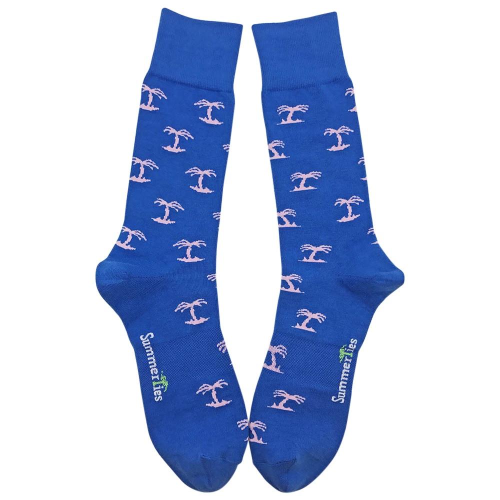 Palm Tree Socks - Men's Mid Calf - Blue