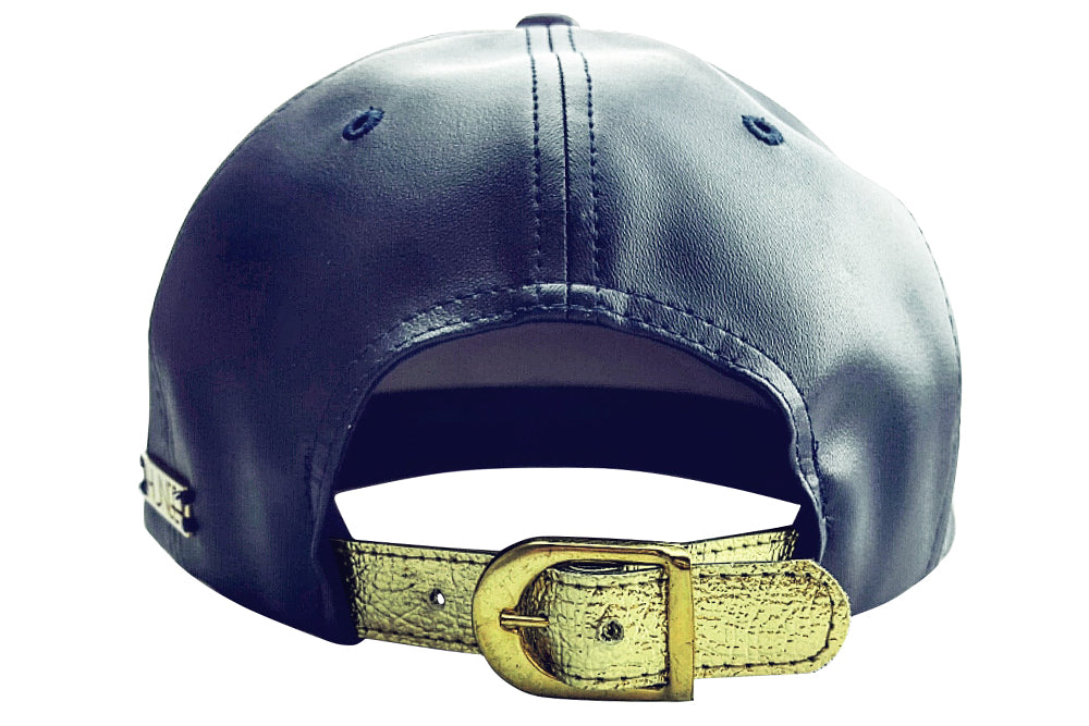 Gorra snapback de piel sintética azul marino