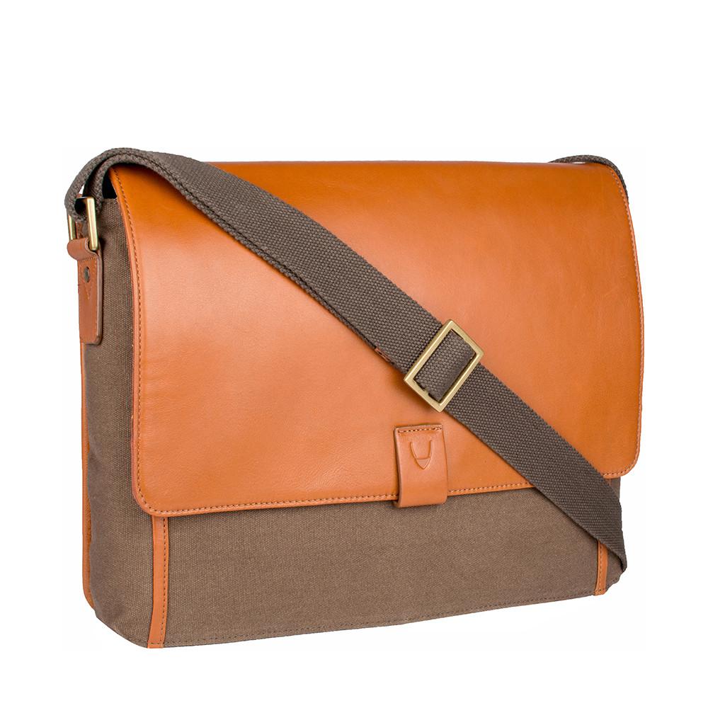 Bolso bandolera de lona y cuero para portátil Aiden