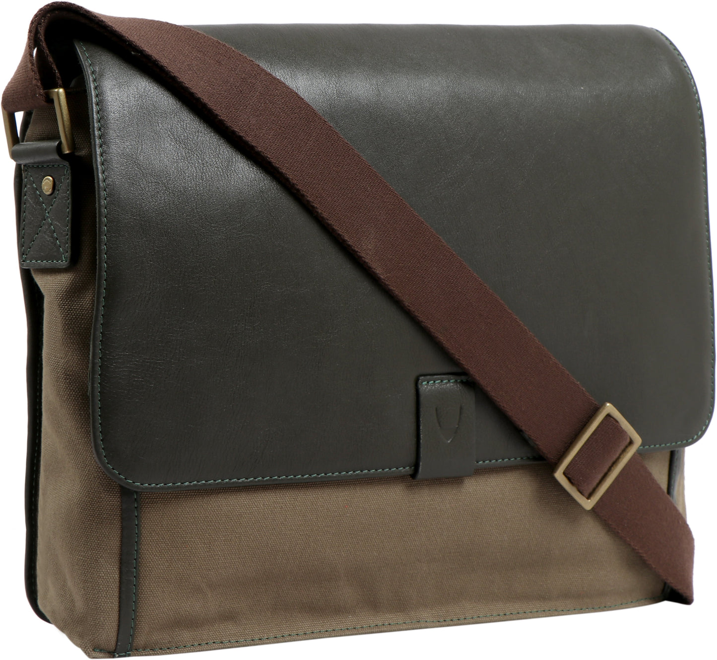 Bolso bandolera de lona y cuero para portátil Aiden