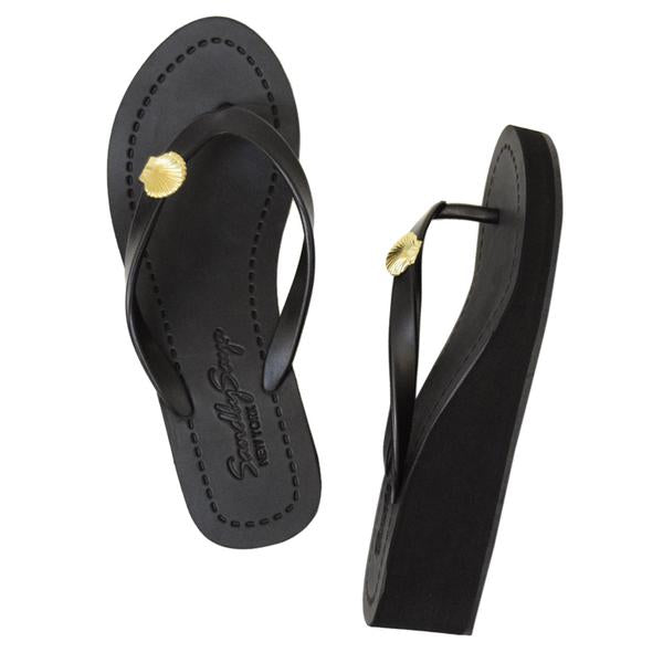 Gold Shell - Mid Wedge Flip Flops