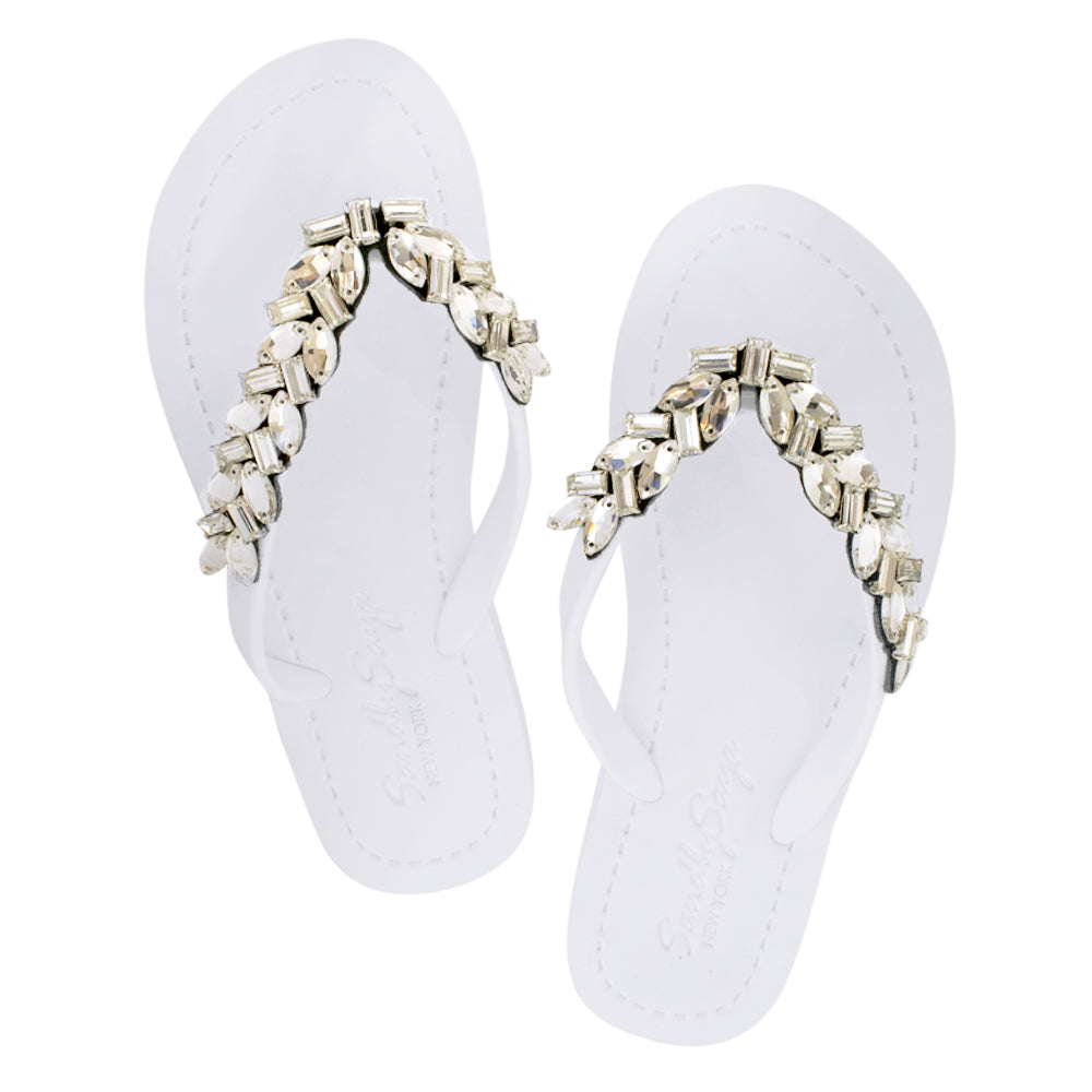 Greenwich - Rhinestone Flat Flip Flops Sandals