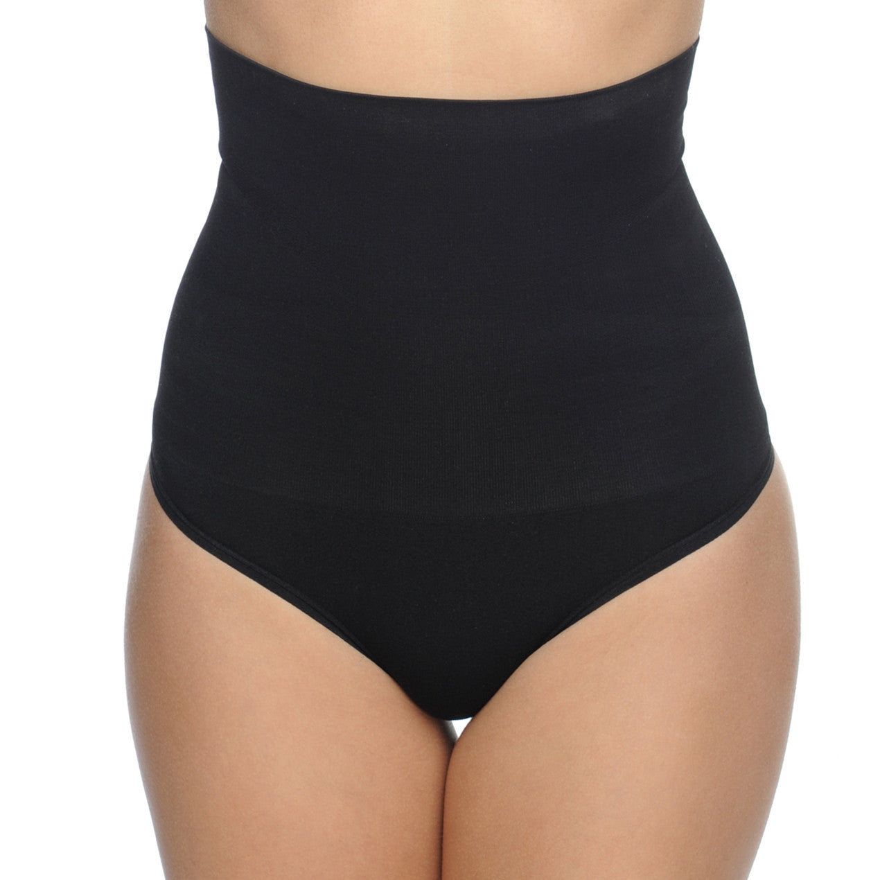 Seamless Hi-Waist Shaper With Thong Bottom Black