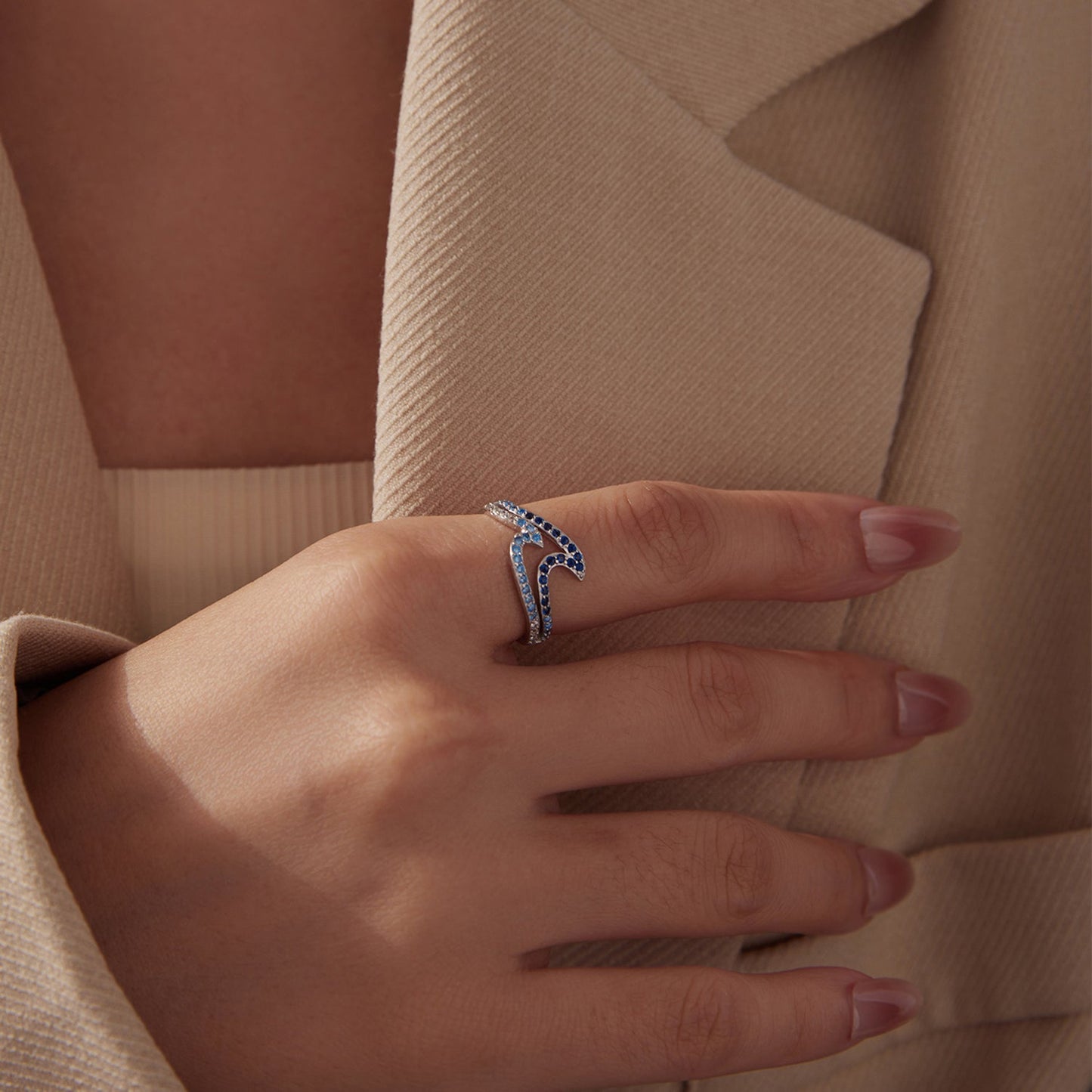 925 Sterling Silver Size 6.0 White Gold Plated CZ Ring for Women