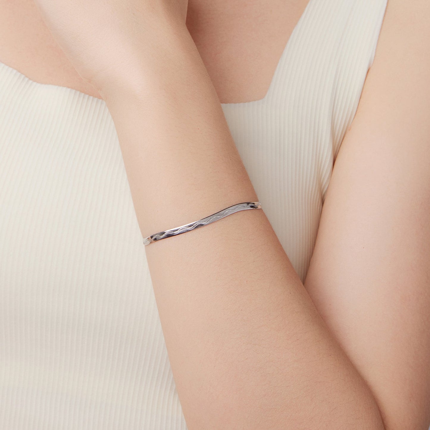 925 Sterling Silver Plated White Gold Bracelet for Unisex