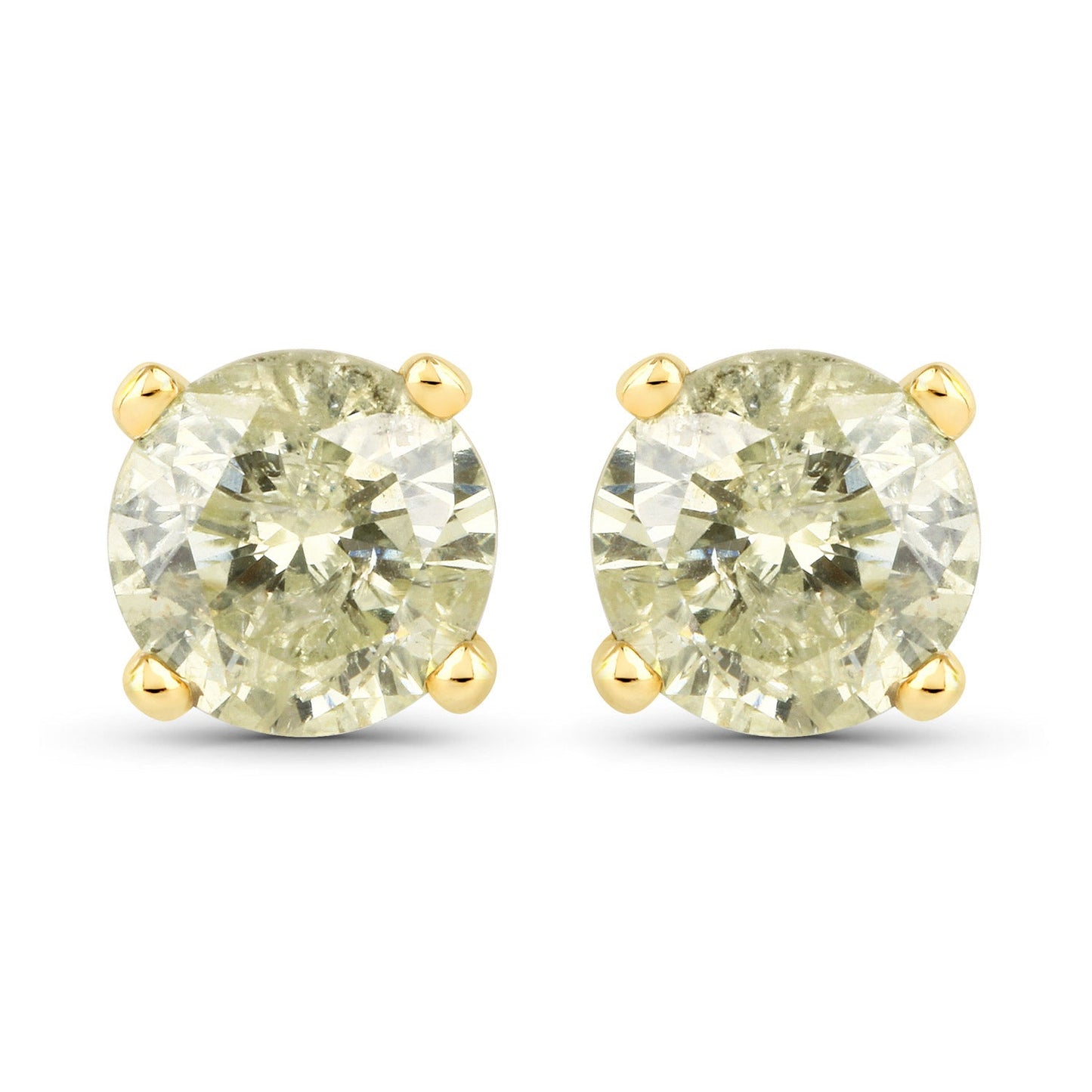 1.15 Carat Genuine LB Diamond 14K Yellow Gold Earrings