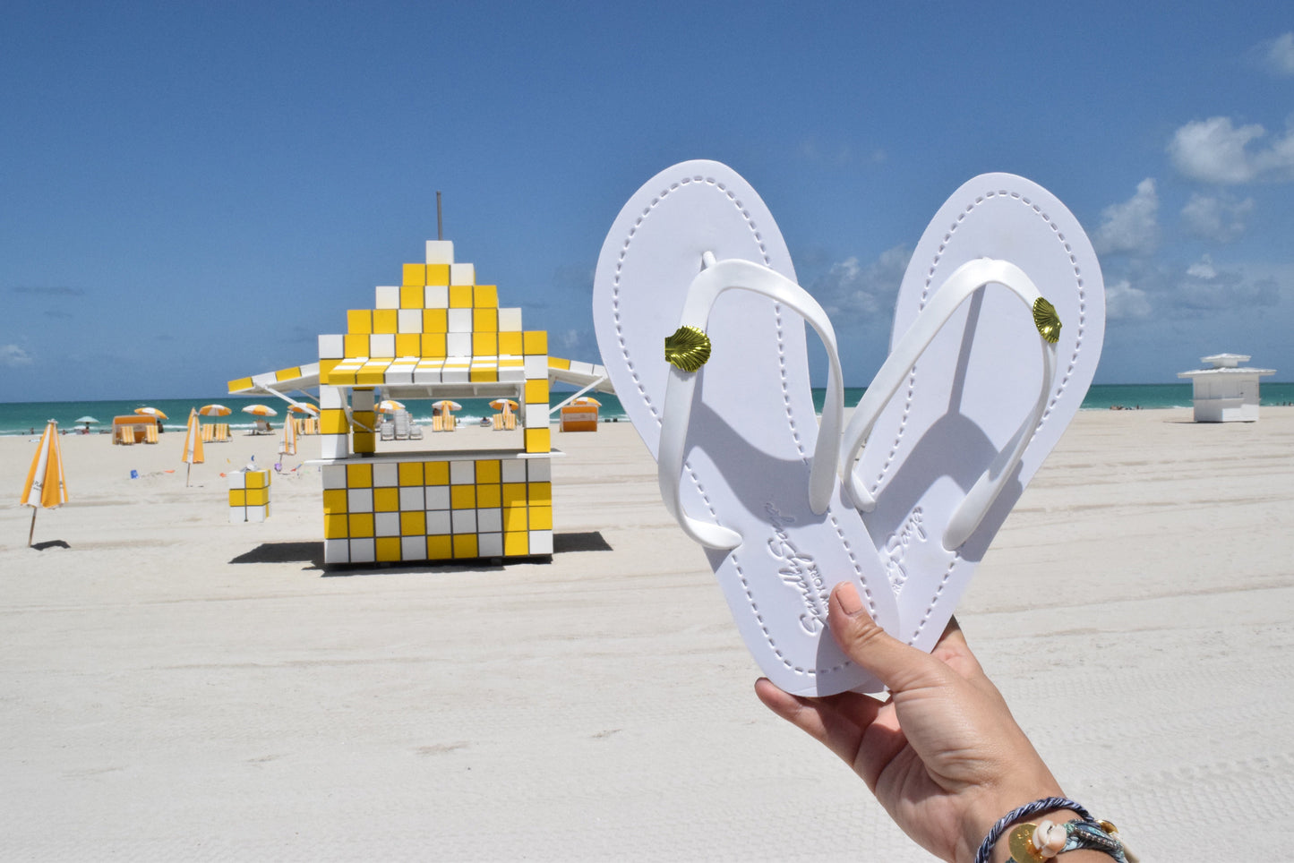 Gold Shell - Studs Flat Flip Flops Sandal