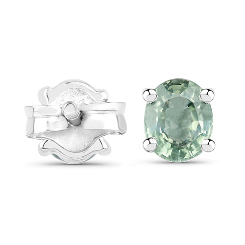 0.68 Carat Genuine Green Sapphire .925 Sterling Silver Earrings