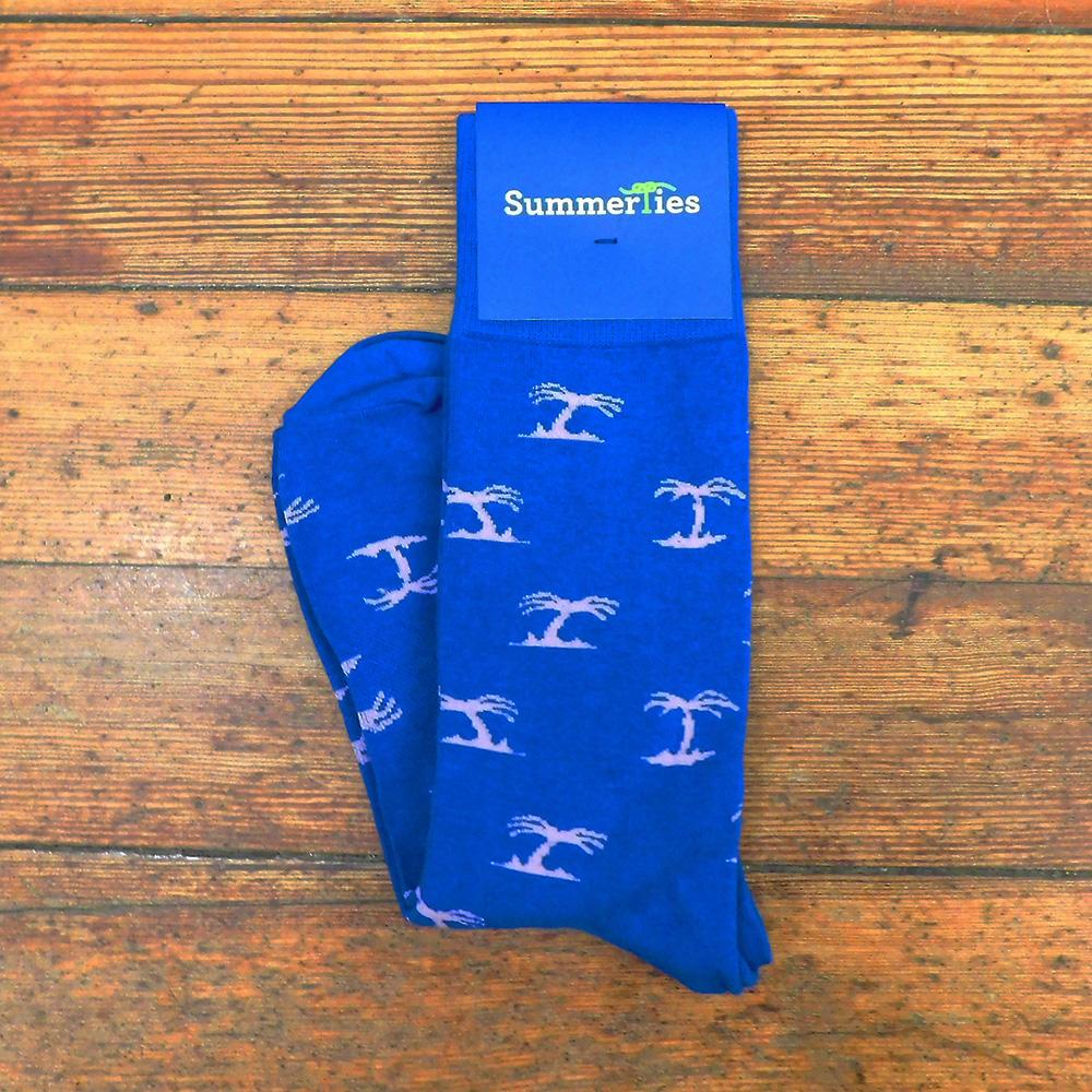 Palm Tree Socks - Men's Mid Calf - Blue