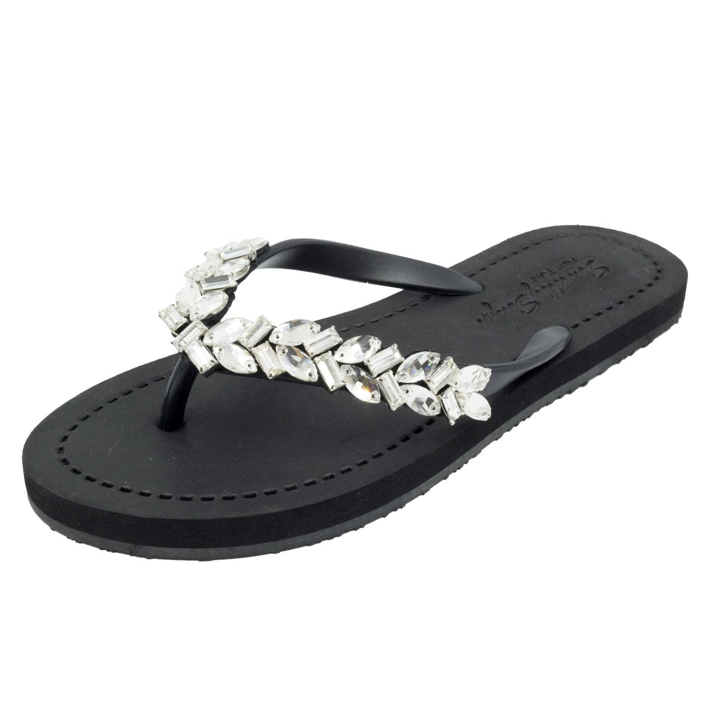 Greenwich - Rhinestone Flat Flip Flops Sandals