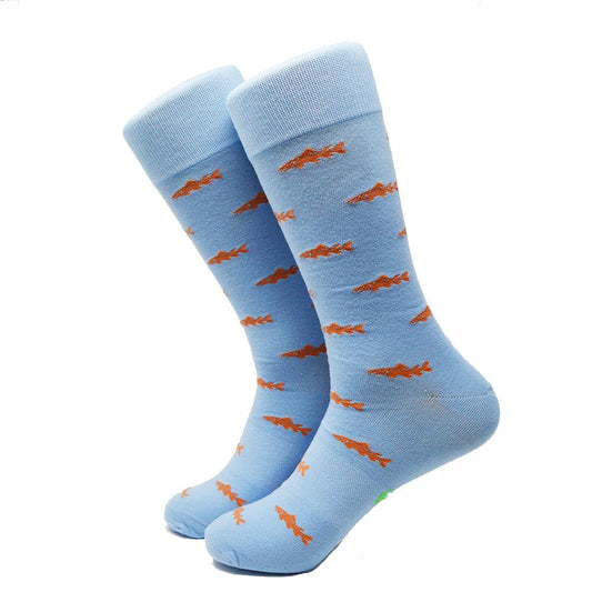Calcetines Trout - Naranja sobre azul claro - Media pantorrilla para hombre