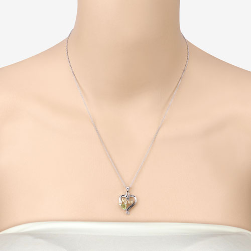 0.49 Carat Genuine Peridot and Black Spinel .925 Sterling Silver Pendant