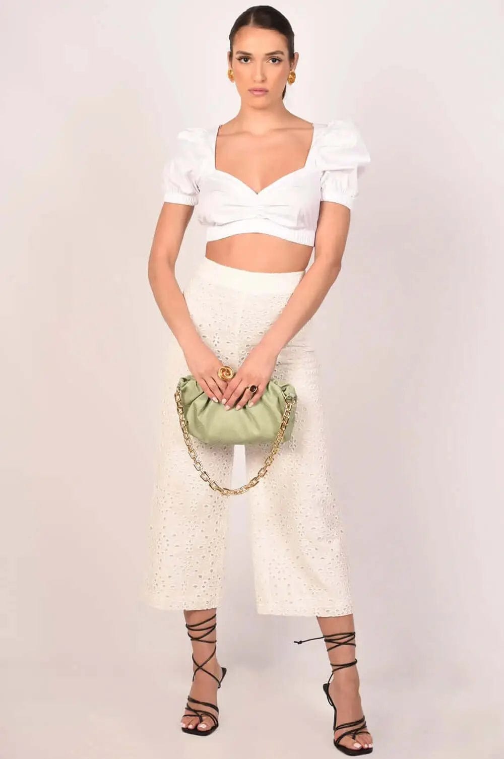 Pilar White Eyelet Pants