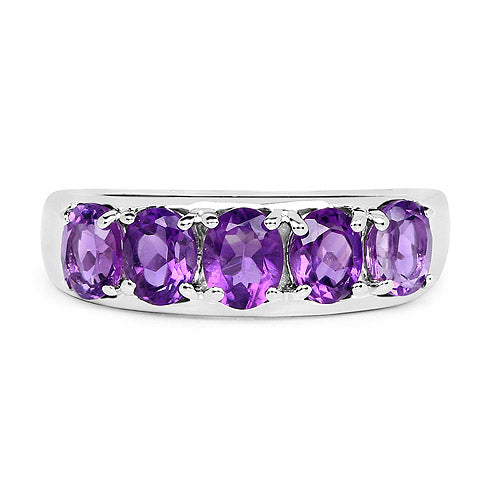 1.70 Carat Genuine Amethyst .925 Sterling Silver Ring