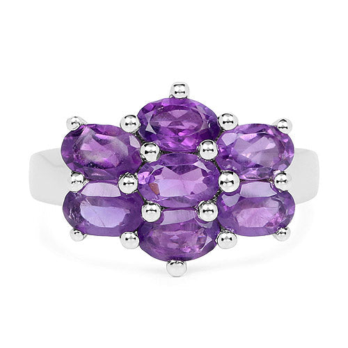 3.01 Carat Genuine Amethyst .925 Sterling Silver Ring
