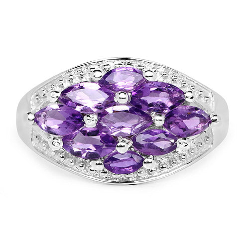 1.91 Carat Genuine Amethyst .925 Sterling Silver Ring