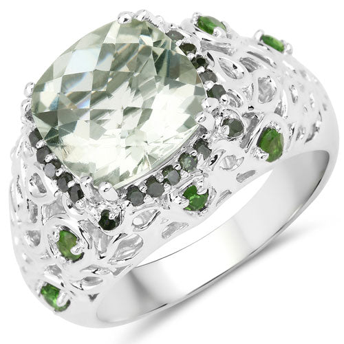 5.44 Carat Genuine Multi Stones .925 Sterling Silver Ring