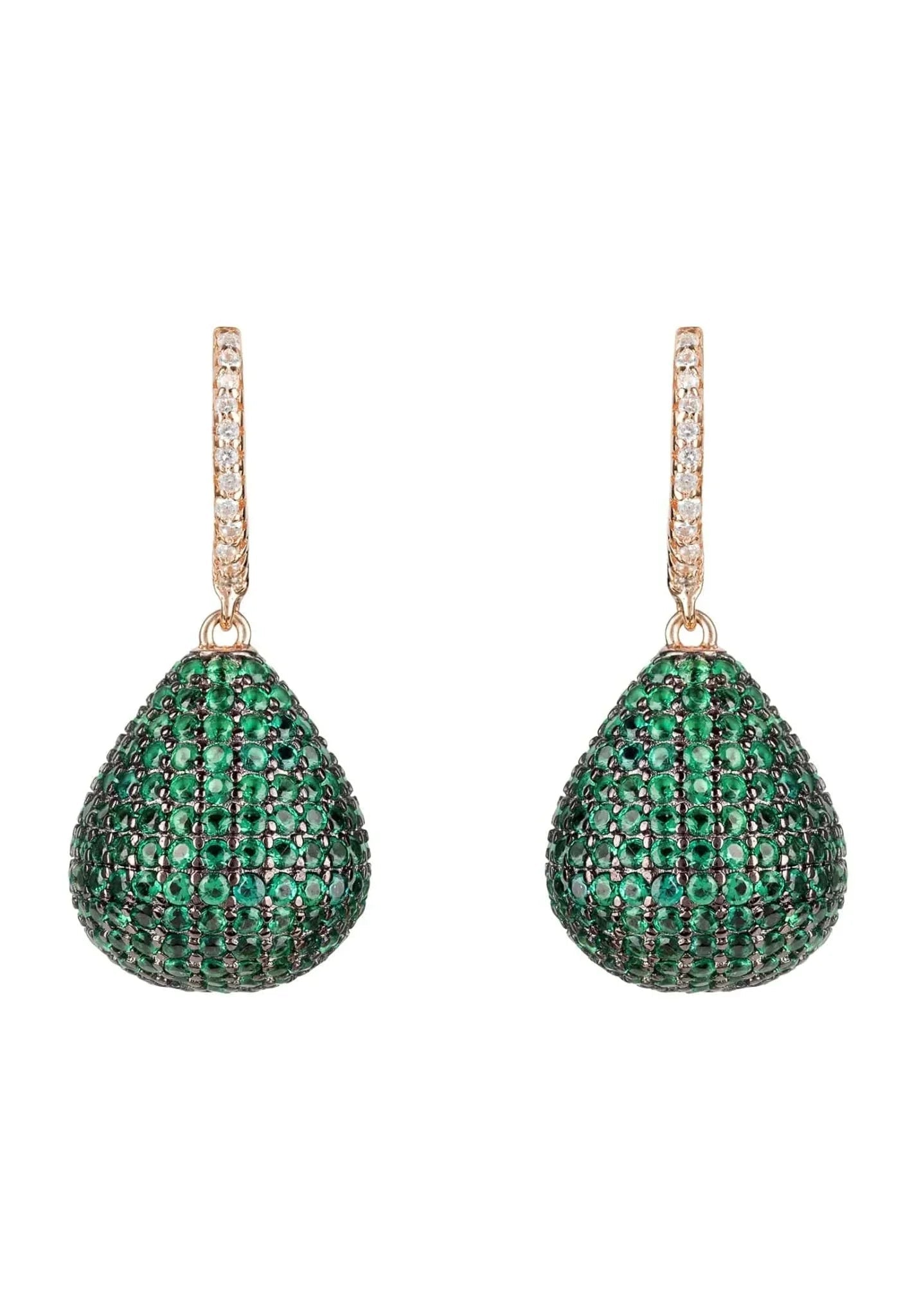 Valerie Pear Drop Gemstone Earring Rosegold Emerald Green