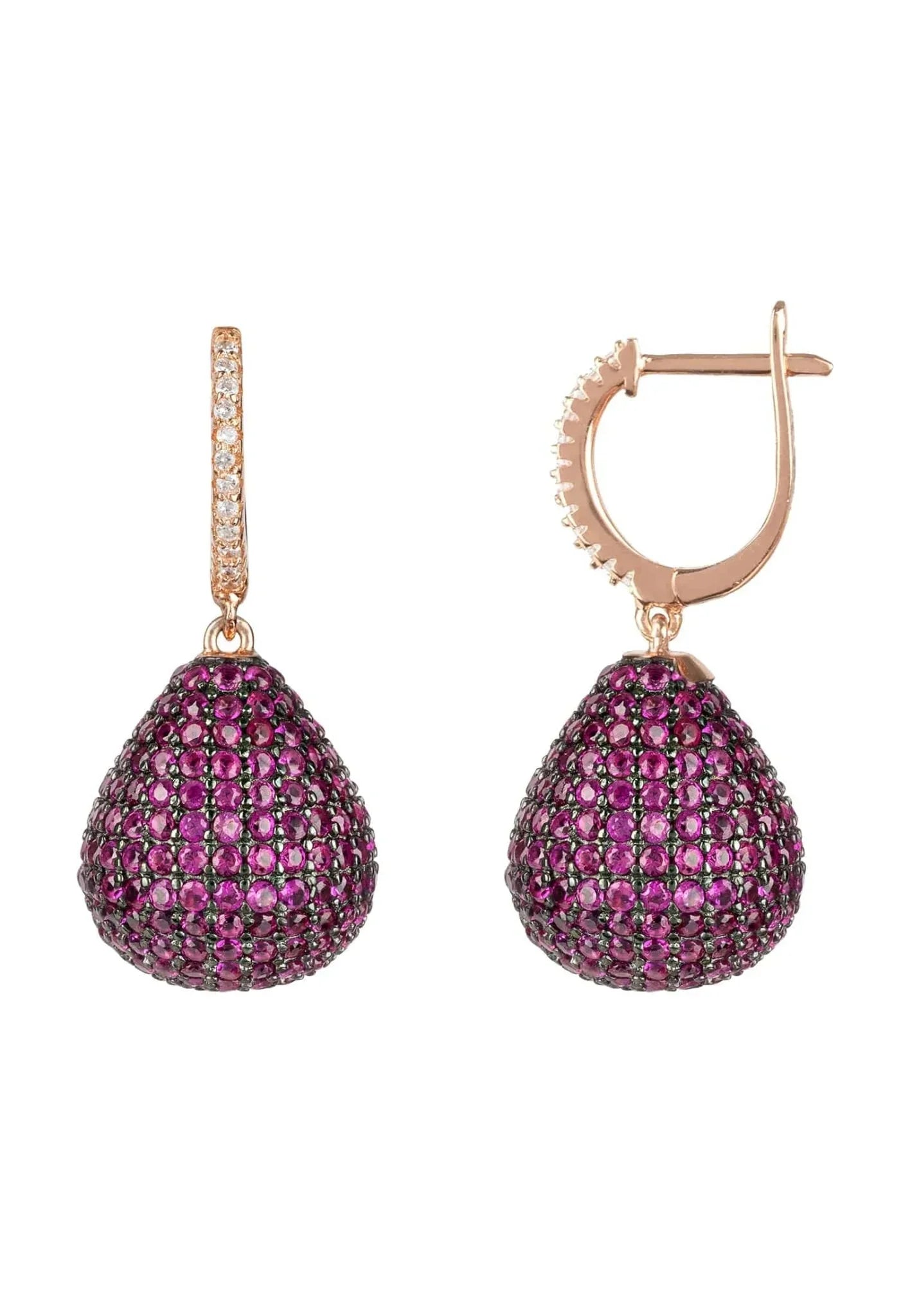 Valerie Pear Drop Gemstone Earring Rosegold Ruby