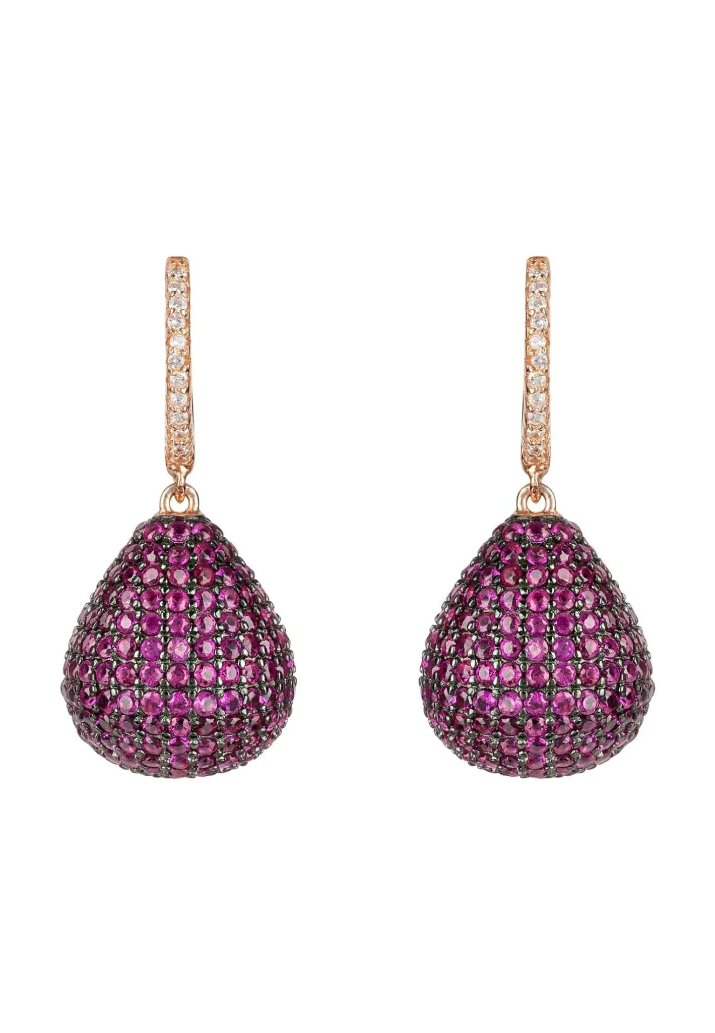 Valerie Pear Drop Gemstone Earring Rosegold Ruby