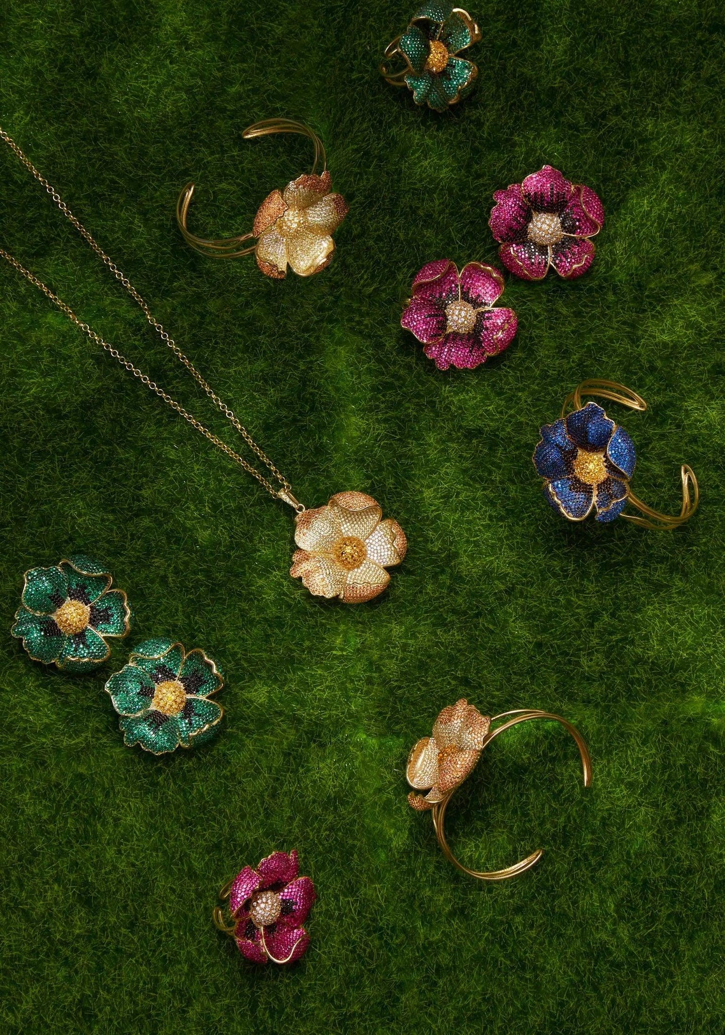 Poppy Flower Red Ring Gold