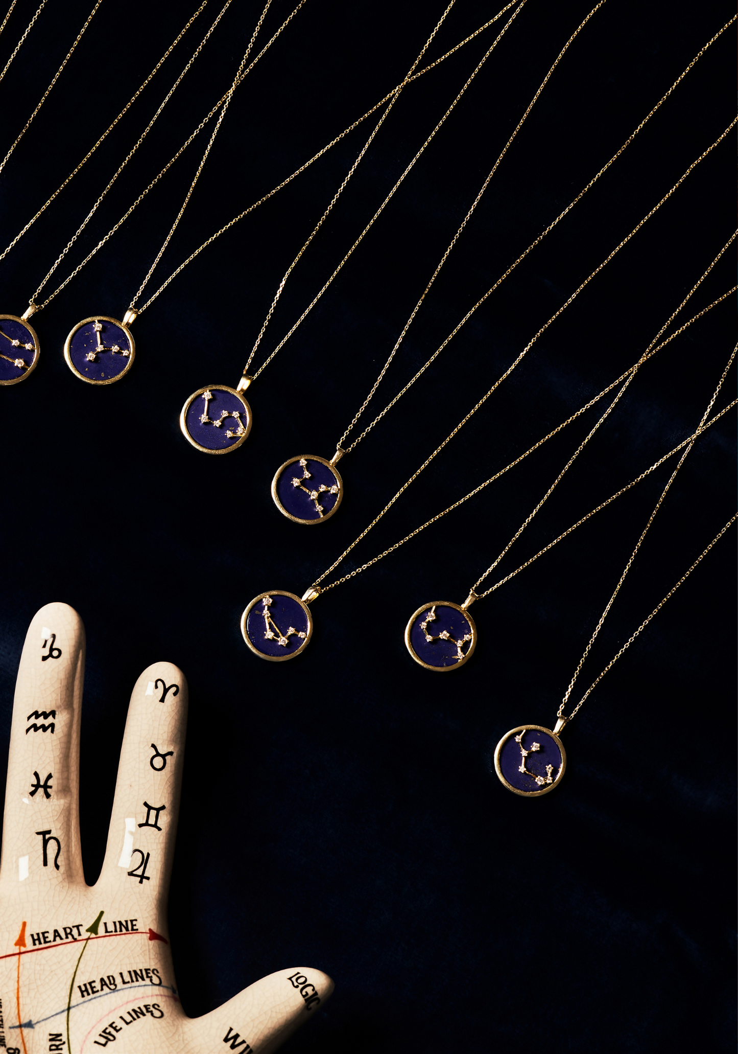 Zodiac Lapis Lazuli Gemstone Star Constellation Pendant Necklace Gold Capricorn