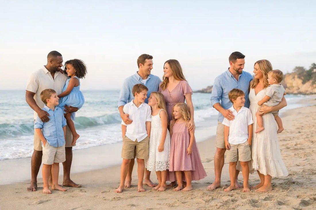 9 Family Beach Photo Outfit Examples