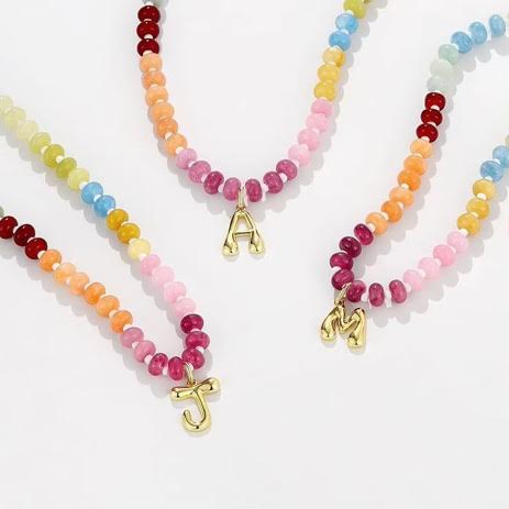 Beaded Bubble Initial Necklace