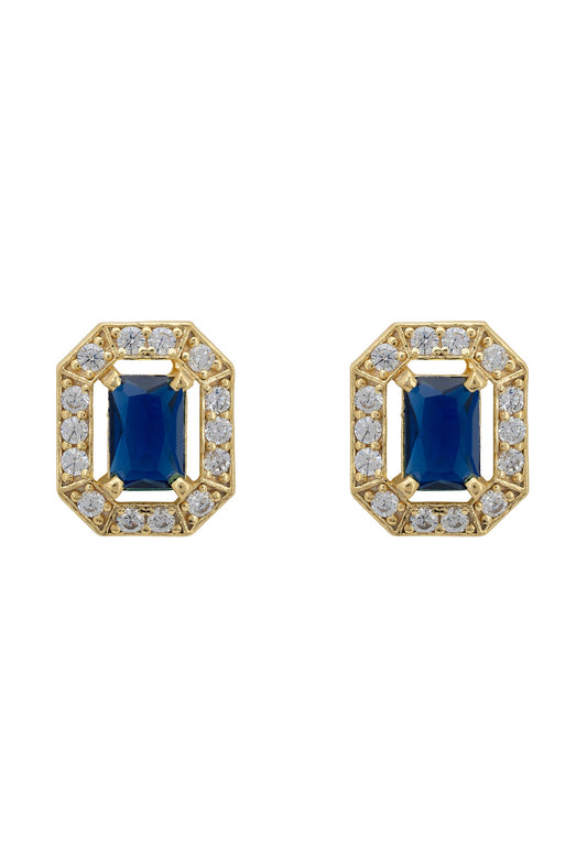 Whistledown Gemstone Stud Earrings Sapphire Gold