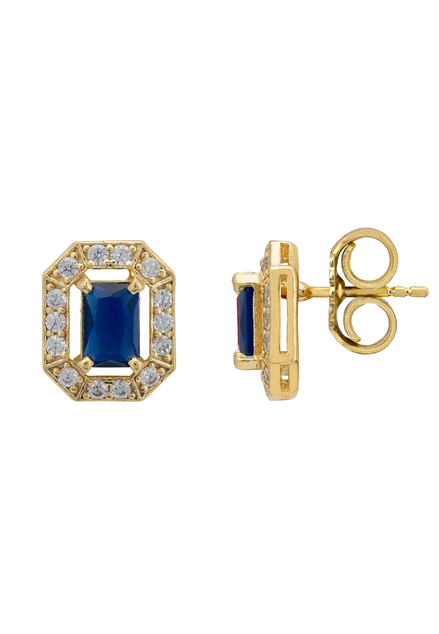 Whistledown Gemstone Stud Earrings Sapphire Gold